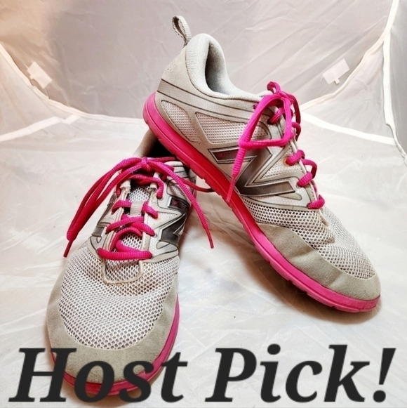 New Balance Minimus Barefoot Gray Pink Run Shoes Women's Size 9.5 Suede Mesh EUC - Picture 1 of 13